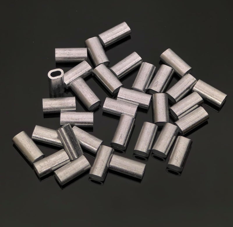 Laxygo 50-100pcs Oval Single Aluminum Crimp Sleeves Fishing Line Connectors Single Barrel Crimp Sleeve Kit - Image 4